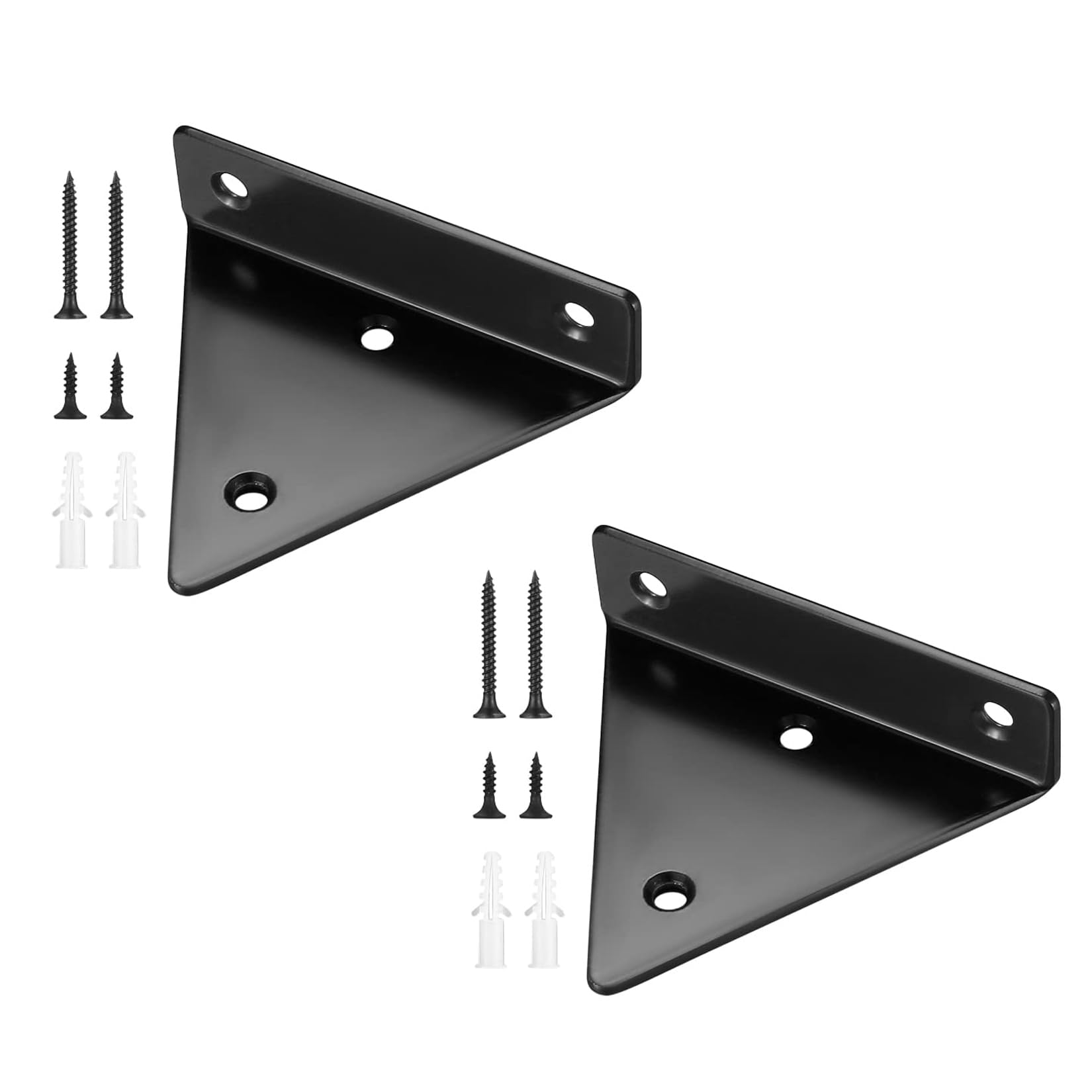 ieron 2 Set Shelf Bracket Supports, Multifunctional Triangle Floating Heavy Duty Metal Wall Mounted Brackets with Screws for Storage Shelf, Bookshelf Black