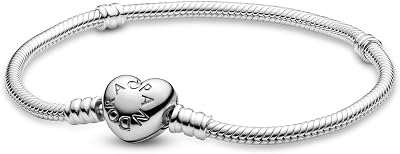 Pulseira de prata para mulheres com fecho de coração 594594C00, 18cm, prata de lei, sem pedra preciosa