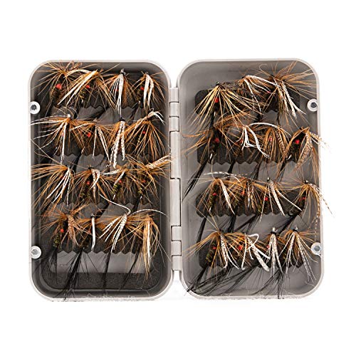 Acamptar 32 Pcs Leurre De Pêche à La Mouche Ensemble Tacle Avec étui Bo?te Insecte Papillon Pesca Appats Artificiels Pour Truite Basse Avec Crochets En Acier Au Carbone, Couleur 3#
