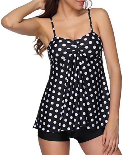 ARKRIR Women's Bikini Sexy Tankini With Retro Stripe Two Pieces Swimsuit Sets, Black, XX-Large