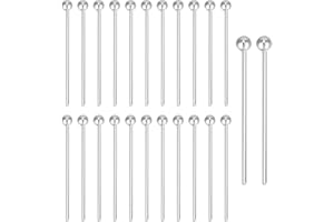 BENECREAT 50Pcs 925 Sterling Silver Ball Head Pins, 0.6inch Jewelry Making Pins, 24 Guage Straight Head Pins Long Head Ball P