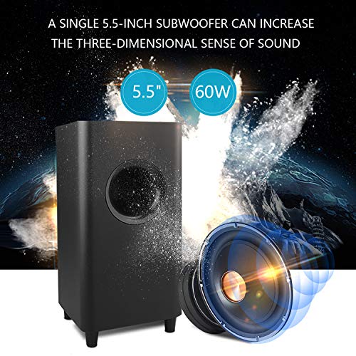 Sound Bar WOHOME 2.1 Channel Bluetooth Soundbar for TV with Subwoofer Surround Home Theater System 34-inch Soundbar 5.5-inch Subwoofer 4 Speakers 120W 95dB Remote Control Newest Model S18
