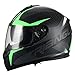 TRIANGLE Full Face Dual Visor Matte Black Street Bike Motorcycle Helmet (Large, Matte Green)
