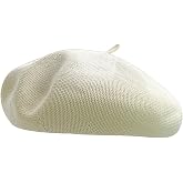 Epsion Women's Cotton Knitted Beret Hat Summer Breathable British Retro Artist Painter Hats Slouchy Solid Color Beanies
