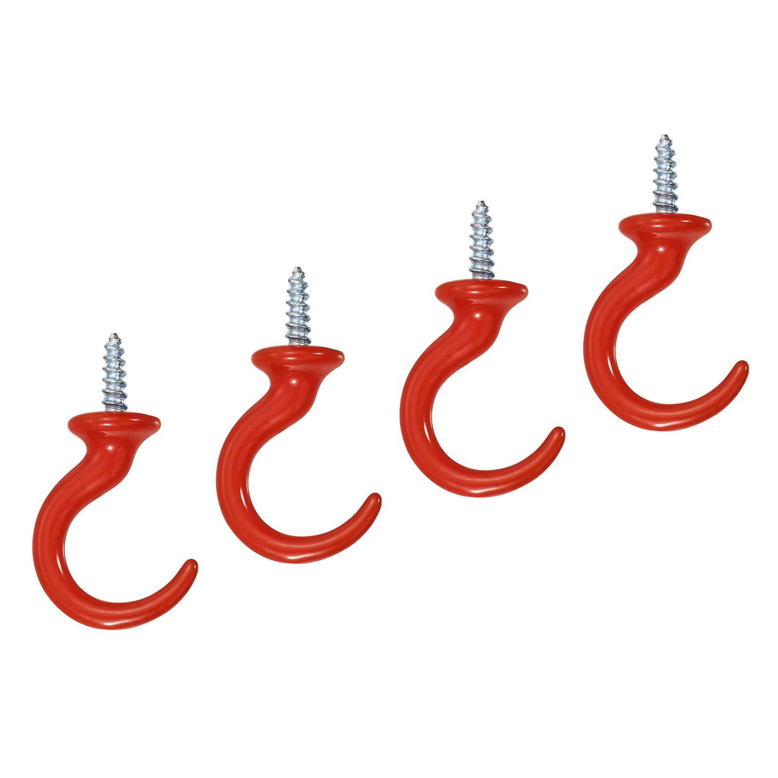 YOKIVE 4 Pcs Ceiling Hanging Hook, Wall Mounted Screw-in Hook Hanging Plants, Great for Office, Home, Daily Use (Red, 1.9x1.1-Inch)