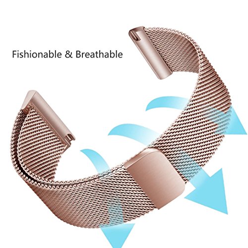 Lisin Watch Bands For Fitbit Versa, Milanese Magnetic Loop Stainless Steel Band For Fitbit Versa (Rose Gold) - Thumbnail 3