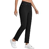 Amzdora Stretchy Womens Jeans Pull On Straight Leg Jeans for Women Tummy Control Sweatpant Jean with Pockets Casual
