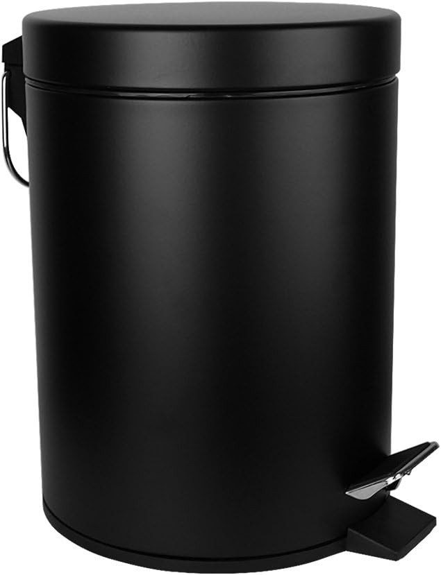 Malmo FE43003LB Small Carbon Steel Round Step Trash Can, 3L/0.8Gallon, Black