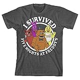 Five Nights At Freddy's I Survived Boys Youth Charcol Heather T-shirt