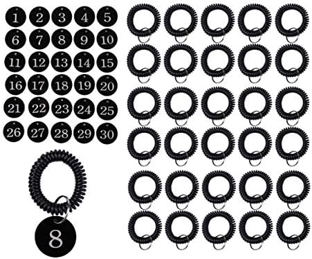 Amazon Co Jp アクリル 製 おしゃれ ブラック 番号札 1 30 コイルブレスレット 付 クローク ロッカー キーラベル タグ 荷札 サビない ホビー