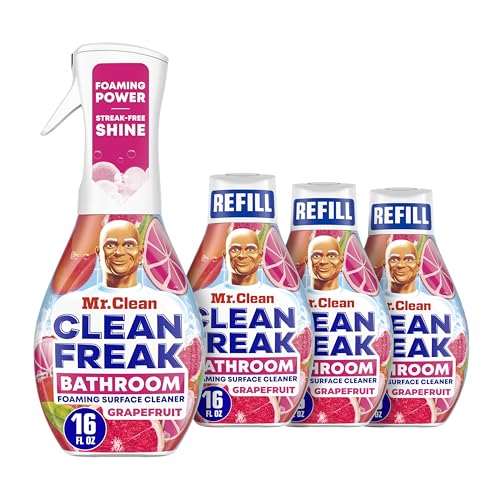 Photo 1 of Mr. Clean Clean Freak Foaming Bathroom Surface Cleaner Multi-Surface Spray Starter Kit and Refill Bundle, Grapefruit Scent, 64 fl oz