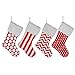 HUAN XUN 4 Burlap Christmas Stockings Decoration - 4 Pcs Set Print & Fur Collar Fireplace Decor Large