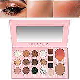 LUXAZA PRO 5-in-1 Backed Eyeshadow Makeup Palette with Blush Bronzer Highlighter, Natural Nude Eye Shadow Palettes 18 Colors Matte Shimmer Glitter Tone Long Lasting Smudge-Proof, Ideal Gifts for Women