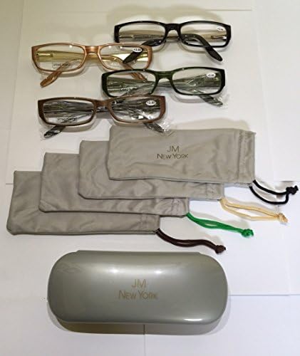 Joy Mangano READERS/GLASSES in 3.0 POWER ~ SET OF 4 with FREE CASE and POUCHES!