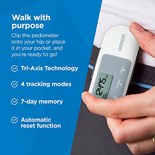 Omron TriAxis Alvita Pedometer Step and Activity Tracker White, HJ