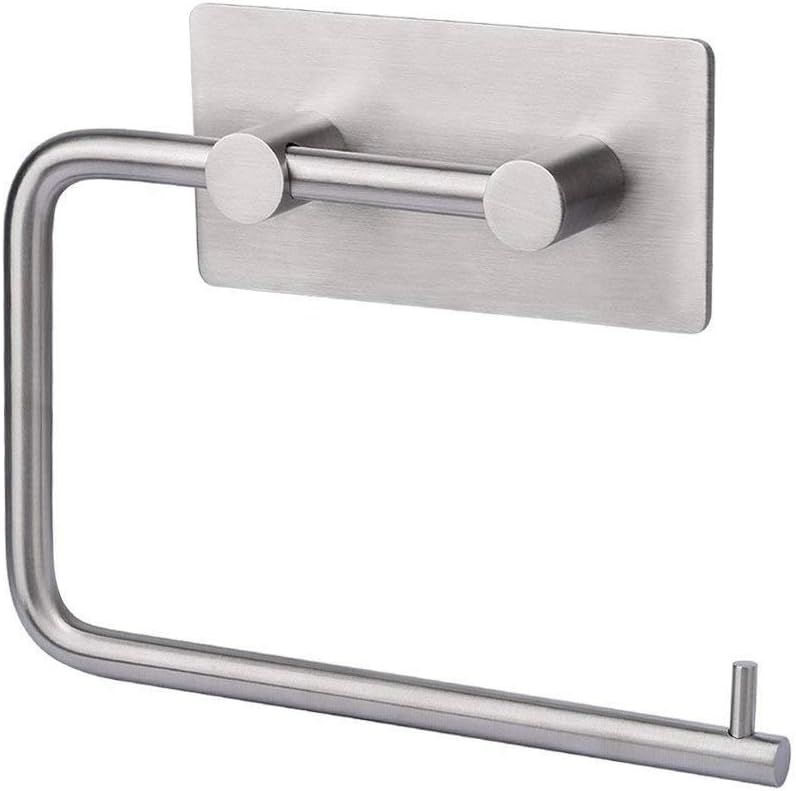 Ruichicoo Toilet Paper Holder,3M Self-Adhesive SUS304 Stainless Steel Paper Towel Dispenser for Bathroom Kitchen- Brushed，Pack of 1 (1, Rectangular)