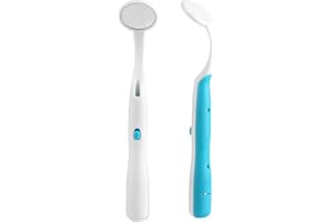 CEONAM 2 Pcs Dental Mirror with Light Tool LED Lighted Teeth Inspection Mirror Anti Fog Curve Angle Dentist Oral Care Tool