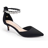 Guayonng Women's Wedding Rhinestones Low Kitten Heels Pumps Pointed Toe Dress Evening Shoes for Women Bridal Bride
