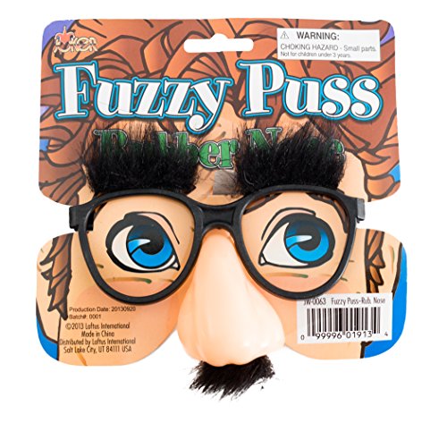 Loftus Adult Humorous Halloween Fuzzy Mustache Glasses, Black Beige, One Size