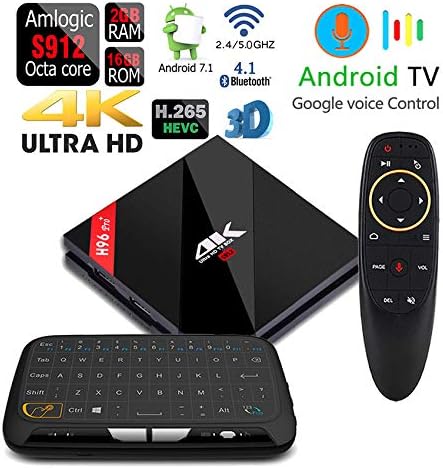 Apes H96 Pro+ Voice Control 16GB/2GB Android 7.1 Octa Core 1080p 4K 3D Amlogic S912 Dual WiFi 5G Bluetooth 4.1 TV Box + Touchpad Wireless Keyboard Remote