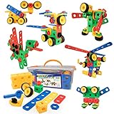 USA Toyz Boltz STEM Building Toys - 101 Pc Construction Set, Educational Toys for Kids with Engineering Blocks, Bolts, Wheels and Ratchet