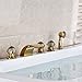 Rozin Gold Polished 5pcs Tub Filler Faucet Crystal Knobs Mixer with Hand Shower