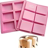 Set of 2 - CHICHIC 6 Cavity DIY Rectangle Soap Molds, Baking Mold Cake Pan, Biscuit Mold, Chocolate Mold, Ice Cube Tray for Homemade Craft (Office Product)