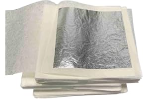 Gold leaf company Leaf Silver Leaf, 99.9% Pure Silver Leaf Varakh Foils 50pcs 4 x 6 Inch for Sweets Deco,Cake Baking,Chocolate,Supari,Serums,Ayurvedic