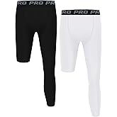 EXARUS Youth Boys Compression Leggings Pants Tights Football Sports Athletic Base Layer for Basketball Teen