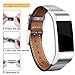 Mornex Replacement Leather Band Compatible with Fitbit Charge 2, Classic Genuine Leather Wristband for Men Women(Grey-Silver Buckle)