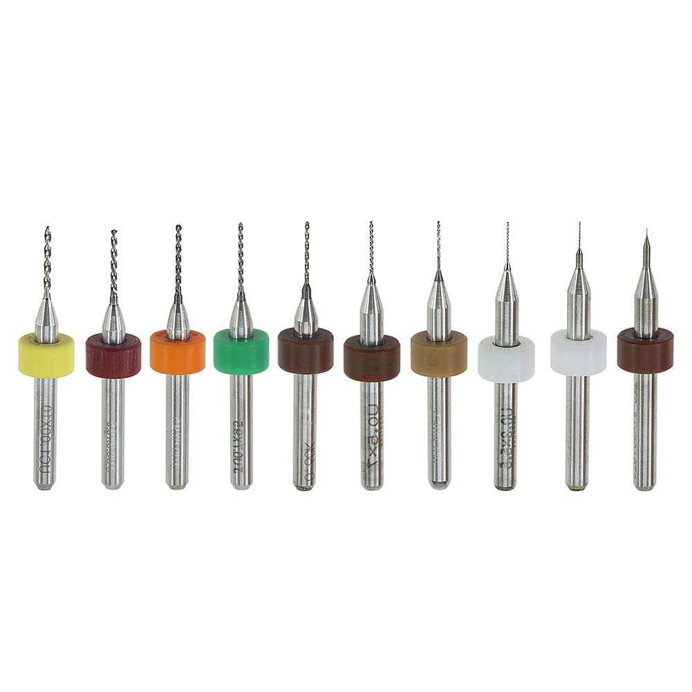 Paor 10 Pcs PCB Print Circuit Board Carbide Micro Drill Bits 0.1mm to 1.0 mm