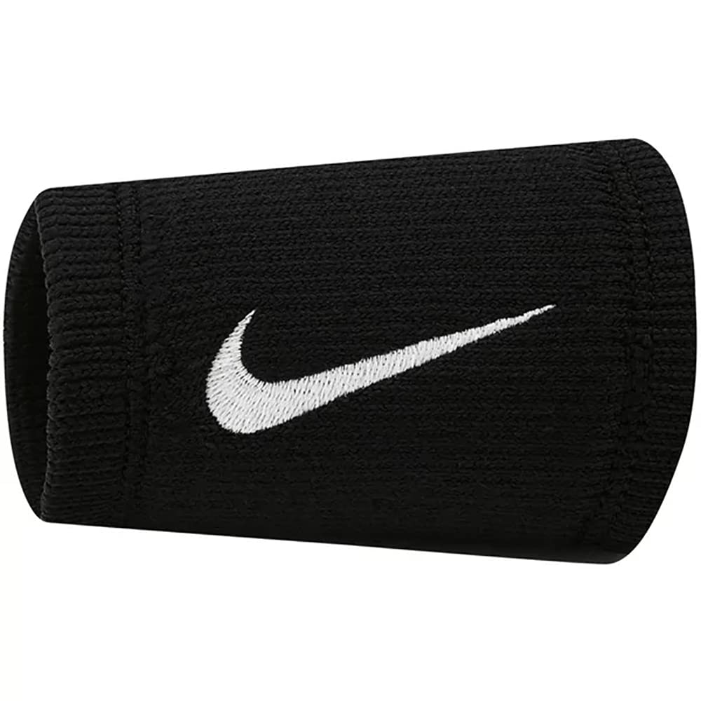 Nike Unisex - Adult Elite Doublewide Wristbands Wrist Band 2, Black/White, One Size