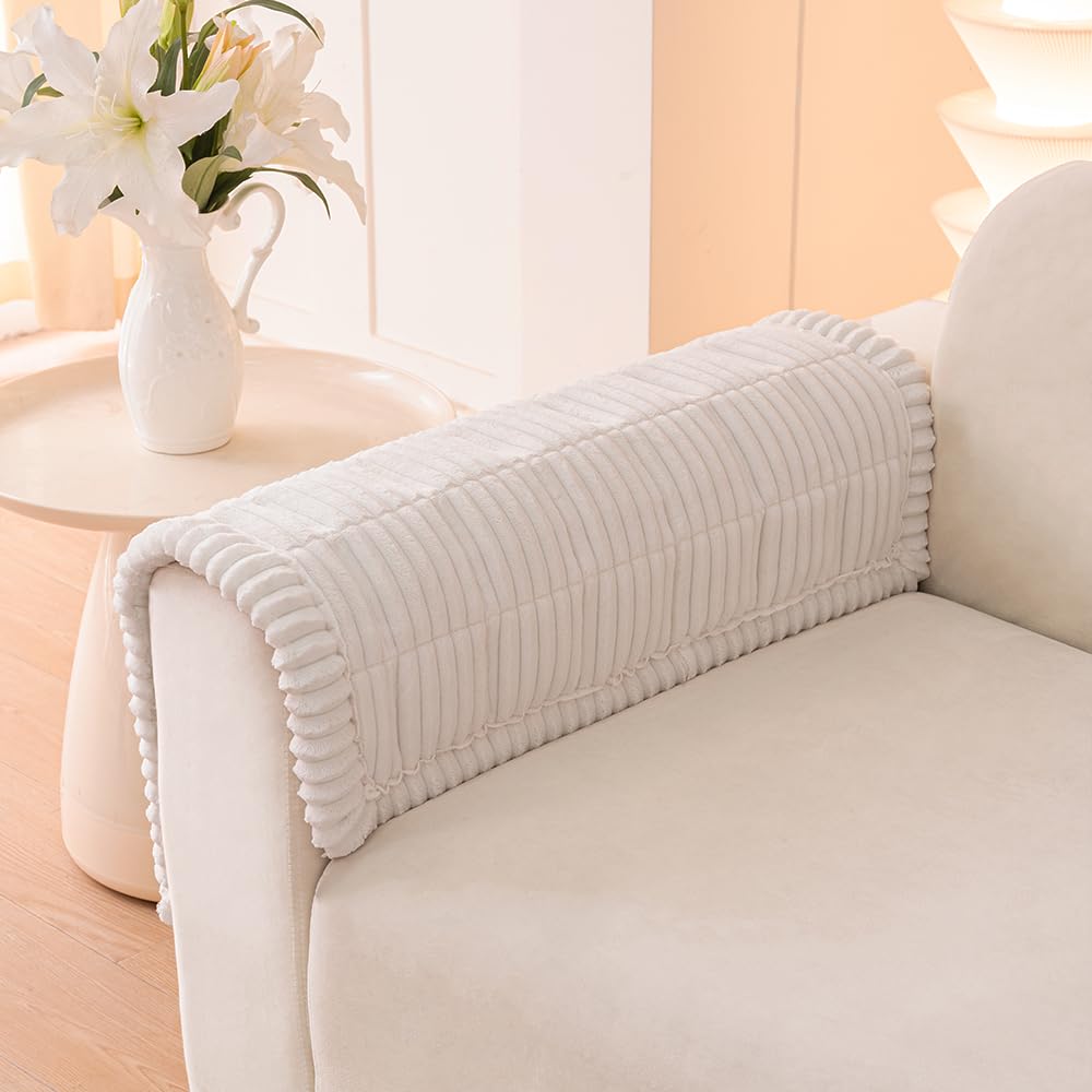 Awjcsv Couch Cover for Dogs Washable, Fuzzy Pet Couch Covers for 3 Cushion Sofa Pet Friendly, Non Slip Sofa Cover (White, 27.6" x 27.6"/70 x 70cm 2 PCS)