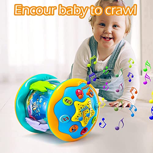 AM ANNA 4 in 1 Musical Baby Toys for Toddlers, Projector Ocean Rotating Tummy Time, Developmental Montessori Light Up Toys for 0-3 3-6 12-18 Months Babies Gifts