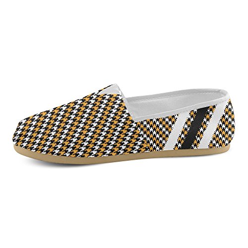 H-ome Art Houndstooth Women's Classic Flats Casual Canvas Shoes,White