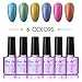 Beau Gel Soak off Nail Polish, Holographic Rainbow Colors Manicure Nail Salon Set Long Lasting Shiny Nail Art (6 bottles, 10ml each) #01