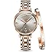 Female Watches for Women Swiss Quartz Movement Stainless Steel Rose Gold Luxury Ladies Wrist Watch Waterproof Blue face Dial Watch Set for Women