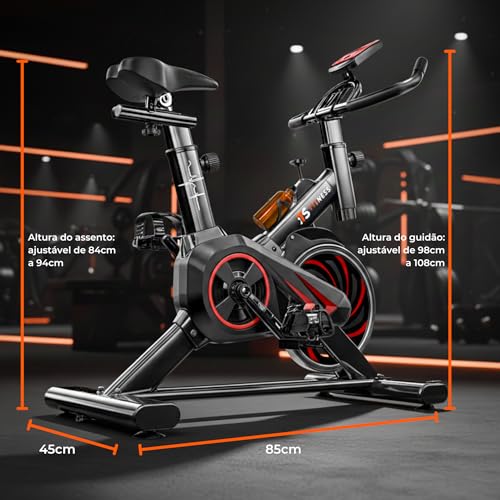 Bicicleta Ergométrica Fitness Para Cardio E Musculação Academia Com Base Cor Preto E Vermelho Marca Its 8kg Inercia