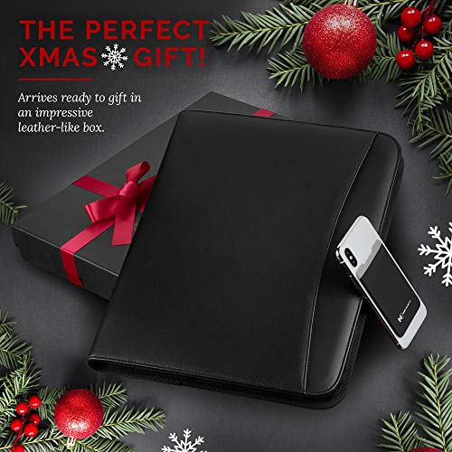 Cartellina Portadocumenti In Pelle PU Nero Manetti - Con Blocco Note, Portabiglietti E Tasca Per Cellulare - Foto 5