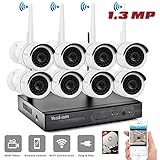 YESKAM Wireless Security System 8 Channel 960P Metal Outdoor Weatherproof Camera Infrared IR-LED Night Vision Remote View on Smartphone Pre-install 2TB HDD (8CH 960P with 2TB)