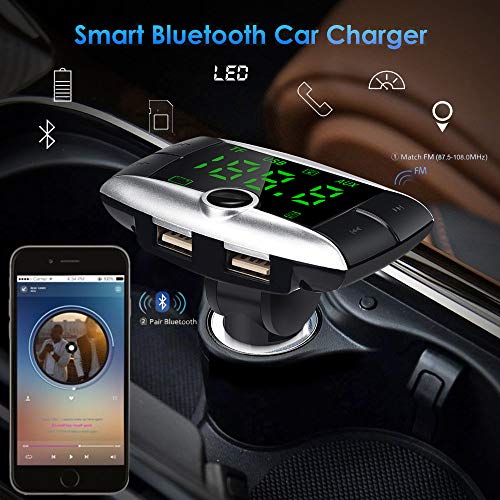 USHOT Wireless Bluetooth FM Transmitter Modulator Car Kit MP3 Player with Dual USB Charger Rose Gold One Size