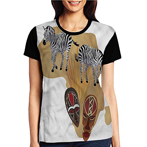 Printed Causal Tops Blouse,Safari,Traditional Ceremonial Mask S-XXL Printed Tee Female Baseball Shirt