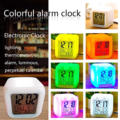 Scenstar Kids Clock Digital Alarm clocks 7 Colors Changing Digital Alarm Clock with Multi-function Thermometer Night Glowing for Bedroom&Table,School Desk - Thumbnail 3