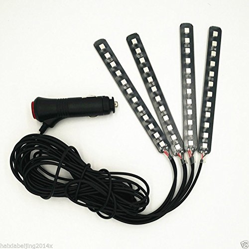 Car LED Strip Light, EJ's SUPER CAR 4pcs 36 LED Car Interior Lights Under Dash Lighting Waterproof Kit,Atmosphere Neon Lights Strip for Car,DC 12V(Ice Blue)… - Thumbnail 4