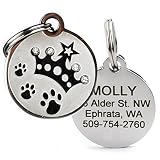 GoTags Designer Pet ID Tags in Stainless Steel for Dogs and Cats, Custom Engraved with 4 Lines of Personalized ID, Cute, Unique Pet Tags in Several Fun Designs