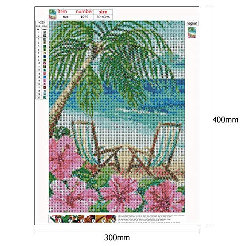 5D Diamond Painting Mosaic Making 5D DIY Full Drill Diamond Painting Beach Chairs Cross Stitch Embroidery Kit - Thumbnail 3