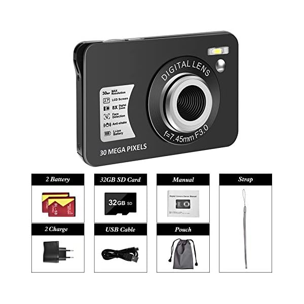 Digitalkamera Fotoapparat Digitalkamera 30 MP 1080P Kompaktkamera 8X Digital Zoom-Minikamera 2,7-Zoll-LCD… – Bild 8