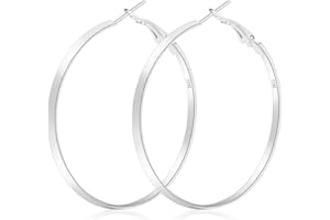 UOOKKI 5mm Wide Gold Hoop Earrings for Women,14K Real Gold Plated Oversize Big Hoop Earrings,Sterling Silver Hoop Earrings for Girls 30/40/50/60mm