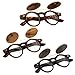 Voberry® Fashion Steampunk Design Costume Round Glass Flip up Clear Lens Golden Frame Brown Sunglasses Glasses Eyewear Lens (A)