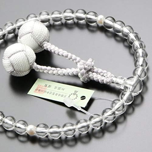 Amazon 念珠ドットコム 数珠 女性用 約7ミリ 本水晶 2天 本真珠 2色梵天房 略式数珠 京念珠 京都 パール 6月の誕生石 白房 小田巻梵天房 葬式 数珠袋プレゼント 数珠 オンライン通販